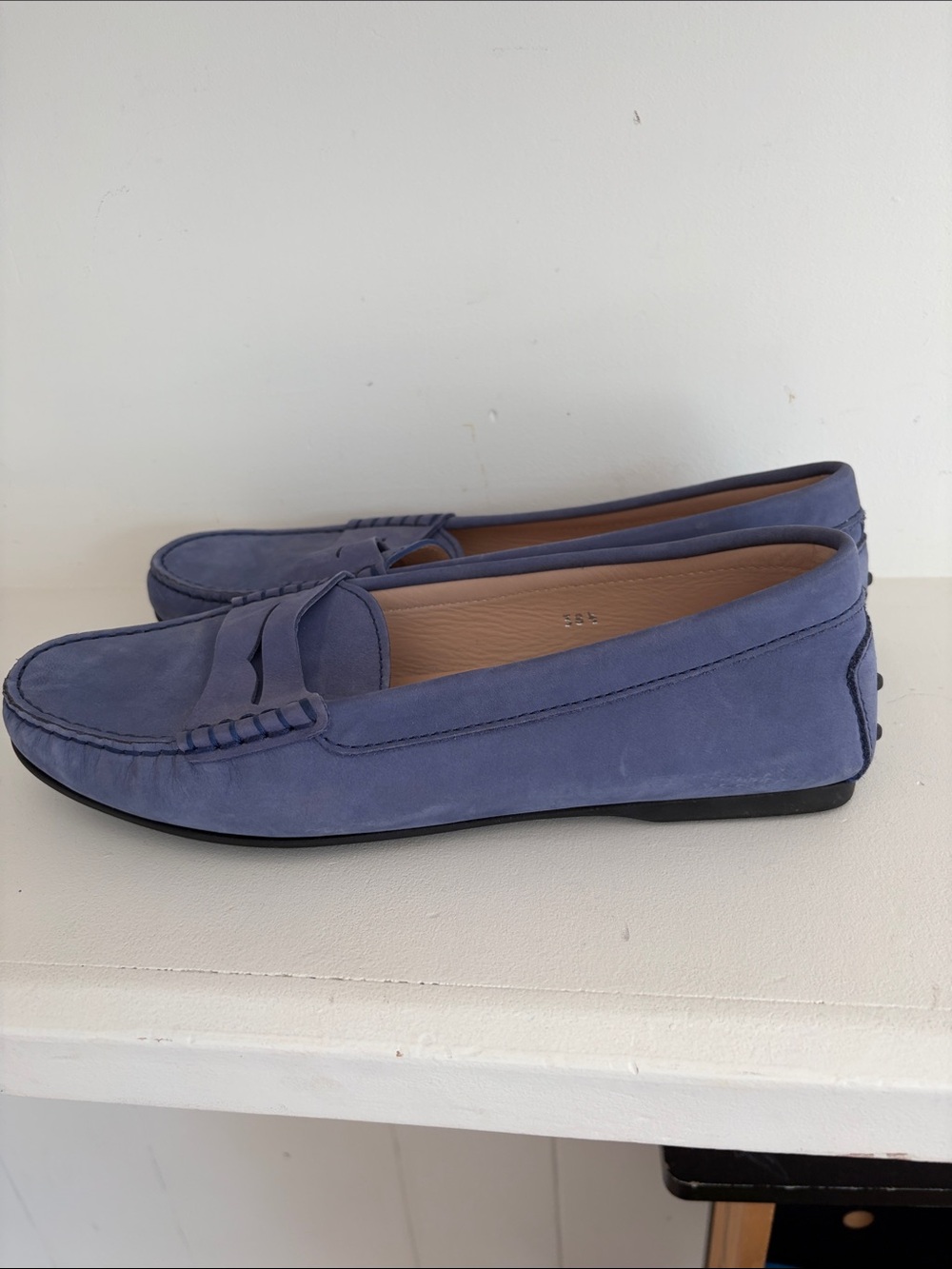 Tod's Lavender Suede Penny Loafers
